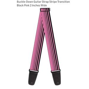 Buckle-Down Guitar Strap Stripe Transition Black Pink 2 Inches Wide